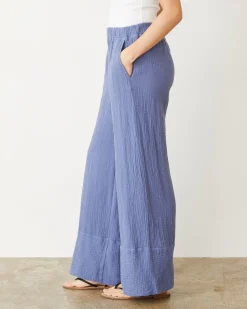 MONROW Cotton Gauze Wide Leg Pant MEDIUMBLUE Store